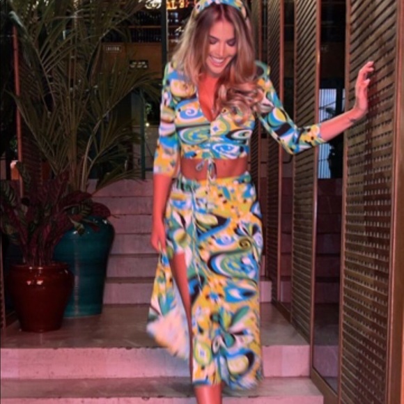 New Zara Set Top+Skirt Green Black - Picture 2 of 16